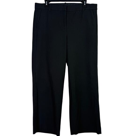 J. Crew High Rise Peyton Crop Wide Leg Stretch Trouser Pants Pockets 14 T Black - Picture 1 of 15